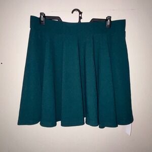 Women 2XL Dark Teal Green Textured High Waist Skater Skirt NWT Moon Wood